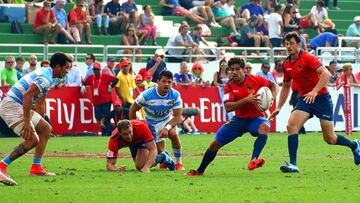 Imagen de un partido de la selección española de rugby seven ante Argentina.