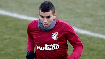 &Aacute;ngel Correa, durante un entrenamiento del Atl&eacute;tico de Madrid.