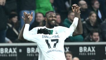 Marcus Thuram celebra su gol en el Gladbach-Bayern.