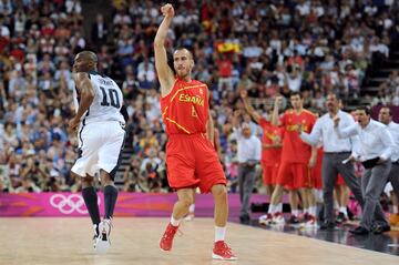 El base tinerfeño celebra una canasta frente a Estados Unidos en la final de los Juegos Olímpicos de Londres. España sumaba una medalla de plata.