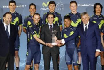 Alejandro Valverde, José María Álvarez-Pallete, Nairo Quintana y Eusebio Unzué. 