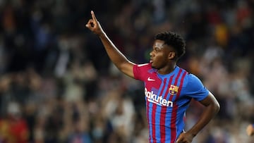 Ansu Fati, tras marcar el primer gol ante el Valencia.