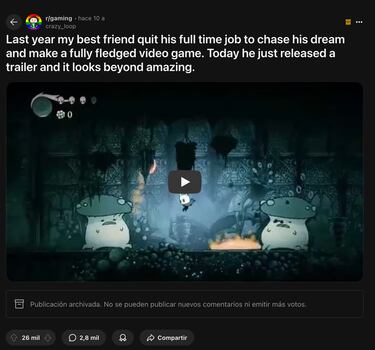 Promocionó Hollow Knight antes de ser famoso y los comentarios fueron sangrantes: “No me puede interesar menos”
