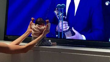 Así celebró Francesca Simeone el premio LaLiga de su padre