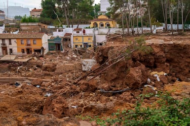 Vista general de una zona afectada por las inundaciones en Chiva, Valencia. 