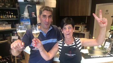 Celebraci¨®n por la victoria de Pello Bilbao