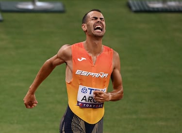 El atletita español nacido en Burgos, tras golpearse la rodilla con uno de los obstáculos, se ha visto obligado a abandonar el Mundial de atletismo celebrado en Tokio. Después de intentarlo se ha tirado al suelo entre gestos de mucho dolor. Ha tenido que abandonar la pista en silla de ruedas. El peor final posible para el español.