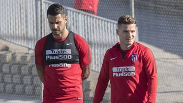 Vitolo en el entrenamiento del Atlético.