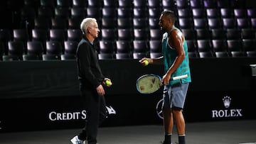 Nick Kyrgios y John McEnroe, durante un entrenamiento de la Laver Cup.