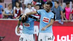 Sergi Enrich y Antonio Luna celebran un gol con el Eibar
