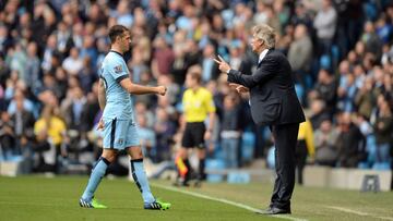 Demichelis y Pellegrini en el Manchester City.