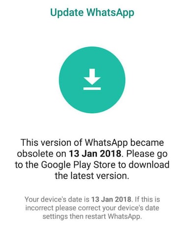 No, tu WhatsApp no está obsoleto, es un error