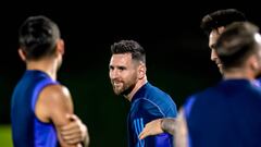 DOHA, 08-12-2022, Qatar University training pitch 6, World Cup 2022 in Qatar, training Argentina before the quarter finale against Netherlands, Argentina player Lionel Messi - Photo by Icon sport during the training of Argentina on December 8, 2022 in Doha, Qatar. (Photo by ProShots/Icon Sport via Getty Images)