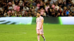 LOS ANGELES, CALIFORNIA - SEPTEMBER 03: Lionel Messi #10 of Inter Miami looks on during the second half of a game against the Los Angeles FC at BMO Stadium on September 03, 2023 in Los Angeles, California.   Sean M. Haffey/Getty Images/AFP (Photo by Sean M. Haffey / GETTY IMAGES NORTH AMERICA / Getty Images via AFP)