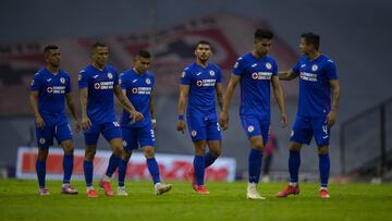 (L-R), Elias Hernandez, Victor Yoshimar Yotun, Orbelin Pineda, Juan Escobar, Guillermo Fernandez, Julio Cesar Dominguez of Cruz Azul during the game Cruz Azul vs Tijuana, corresponding to the 17th round match of the Torneo Guard1anes Clausura 2021 of the Liga BBVA MX, at Azteca Stadium, on May 01, 2021.
 
 &lt;br&gt;&lt;br&gt;
 
 (I-D), Elias Hernandez, Victor Yoshimar Yotun, Orbelin Pineda, Juan Escobar, Guillermo Fernandez, Julio Cesar Dominguez de Cruz Azul 
 durante el partido Cruz Azul vs Tijuana, correspondiente a la Jornada 17 del Torneo Clausura Guard1anes 2021 de la Liga BBVA MX, en el Estadio Azteca, el 01 de Mayo de 2021.