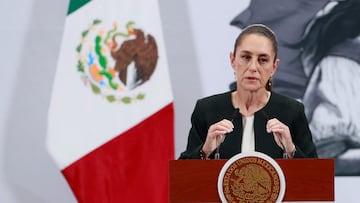 Mexico's President Claudia Sheinbaum speaks during a press conference after holding a phone call with U.S. President Donald Trump, at the National Palace in Mexico City, Mexico March 6, 2025. REUTERS/Henry Romero