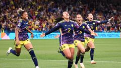 Sydney (Australia), 30/07/2023.- Manuela Vanegas of Colombia celebrates after scoring the match winner during the FIFA Women's World Cup 2023 soccer match between Germany and Colombia at Sydney Football Stadium in Sydney, Australia, 30 July 2023. (Mundial de Fútbol, Alemania) EFE/EPA/MARK EVANS EDITORIAL USE ONLY/ AUSTRALIA AND NEW ZEALAND OUT
