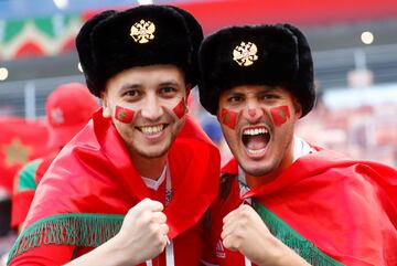 Seguidores de Marruecos presente en el estadio de Luzhniki. 