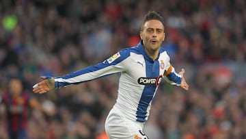 Sergio Garc&iacute;a, celebrando un gol del Espanyol