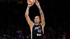 FILE PHOTO: Oct 13, 2021; Phoenix, Arizona, USA; Phoenix Mercury center Brittney Griner (42) shoots against the Chicago Sky during the first half of game two of the 2021 WNBA Finals at Footprint Center. Mandatory Credit: Joe Camporeale-USA TODAY Sports/File Photo