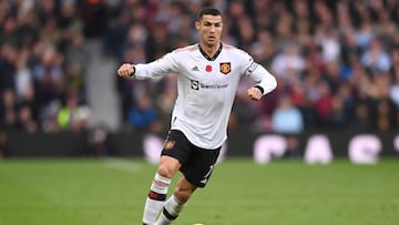 BIRMINGHAM, ENGLAND - NOVEMBER 06: Cristiano Ronaldo of Manchester United in action during the Premier League match between Aston Villa and Manchester United at Villa Park on November 06, 2022 in Birmingham, England. (Photo by Stu Forster/Getty Images)