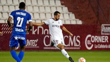 Sergi Maestre durante un partido de Primera RFEF Footters de fútbol entre Albacete-San Fernando disputado el 30/10/2021 en el Carlos Belmonte.