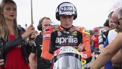 HOHENSTEIN-ERNSTTHAL, GERMANY - JULY 07: Aleix Espargaro of Spain and Aprilia Racing Team Gresini prepares to start on the grid during the MotoGP race during the MotoGp of Germany - Race at Sachsenring Circuit on July 07, 2019 in Hohenstein-Ernstthal, Germany. (Photo by Mirco Lazzari gp/Getty Images)