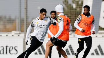 Bellingham, en un entrenamiento con el Real Madrid.