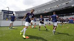 Villa, en primer plano, durante el entrenamiento de la MLS.