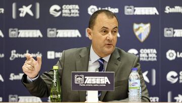 José María Muñoz, administrador judicial del Málaga, durante su rueda de prensa.