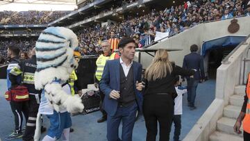 Marcelino, en el RCDE Stadium.