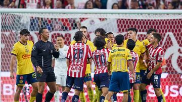 during the match between America and Guadalajara as part of friendly match -El Clasico de Mexico-, at NRG Stadium on October 13, 2024 in Houston, Texas, United States.