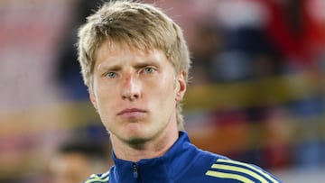 Andres Llinás of Millonarios F.C. participates in the match on the 10th date between Independiente Santa Fe and Millonarios F.C. in the BetPlay League DIMAYOR I 2025 at the Nemesio Camacho El Campin stadium in Bogota, Colombia, on March 22, 2025. (Photo by Daniel Garzon Herazo/NurPhoto via Getty Images)