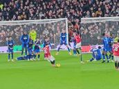 La otra toma del golazo de Bruno Fernades que es una obra de arte