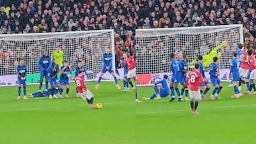 La otra toma del golazo de Bruno Fernades que es una obra de arte