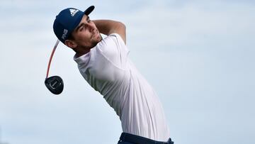 LA JOLLA, CALIFORNIA - JANUARY 28: Joaquin Niemann of Chile hits his tee shot on the second hole during the third round of The Farmers Insurance Open on the South Course at Torrey Pines Golf Course on January 28, 2022 in La Jolla, California.   Donald Mir