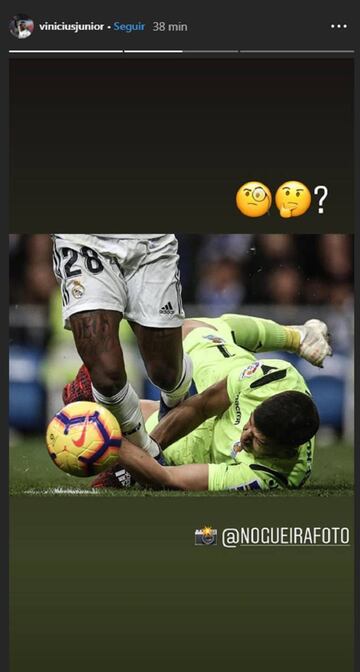 Vinicius publicó en su cuenta de Instagram el momento en el que Rulli le arrolla en el partido ante la Real Sociedad.