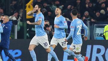 Rome (Italy), 24/01/2023.- Luis Alberto of Lazio celebrates after scoring 3-0 goal from the penalty spot during the Italian soccer match between SS Lazio and AC Milan, in Rome, Italy, 24 January 2023. (Italia, Roma) EFE/EPA/FEDERICO PROIETTI