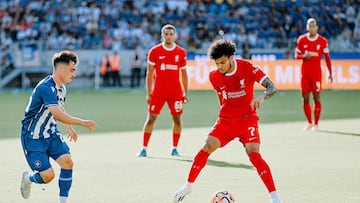 Luis Díaz jugó el primer partido de pretemporada con Liverpool este miércoles.