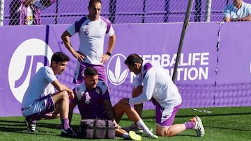 Valladolid. 10/10/2023. Entrenamiento Real Valladolid. 
Lesión de Javi Sánchez 
Photogenic/Miguel Ángel Santos