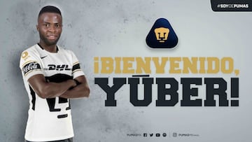 Yúber Asprilla es nuevo jugador de Pumas UNAM