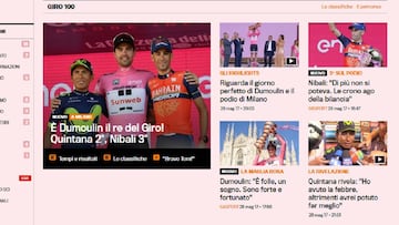 La Gazzetta dello Sport recogi&oacute; en su edici&oacute;n digital la victoria de Tom Dumoulin en el Giro.