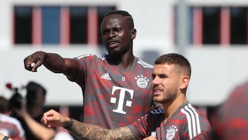 Mane y Lucas Hernandez entrenando con el Bayern