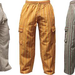 Este pantalón de algodón y con diseño de rayas es cómodo, ligero y fresco para las tardes de playa