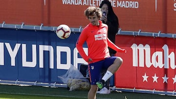 Griezmann, en el entrenamiento del Atlético.