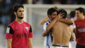 <b>ALEGRÍA. </b>Ifrán y Carlos Vela se festejan uno de los goles al Málaga.