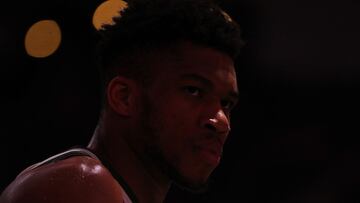 MILWAUKEE, WISCONSIN - FEBRUARY 15: Giannis Antetokounmpo #34 of the Milwaukee Bucks waits for a timeout during the second half of a game against the Indiana Pacers at Fiserv Forum on February 15, 2022 in Milwaukee, Wisconsin. NOTE TO USER: User expressly