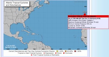 Leslie en la web del Centro Nacional de Huracanes de Estados Unidos