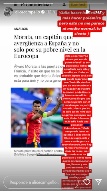 Alice Campello estalla: “No me parece ni medio normal”