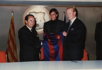 Ronald Koeman se incorporó al Barcelona de Núñez en 1989 donde jugó hasta 1995 formando parte de los héroes de Wembley. Marcó el gol que otorgó al club blaugrana ser campeón de Europa. 